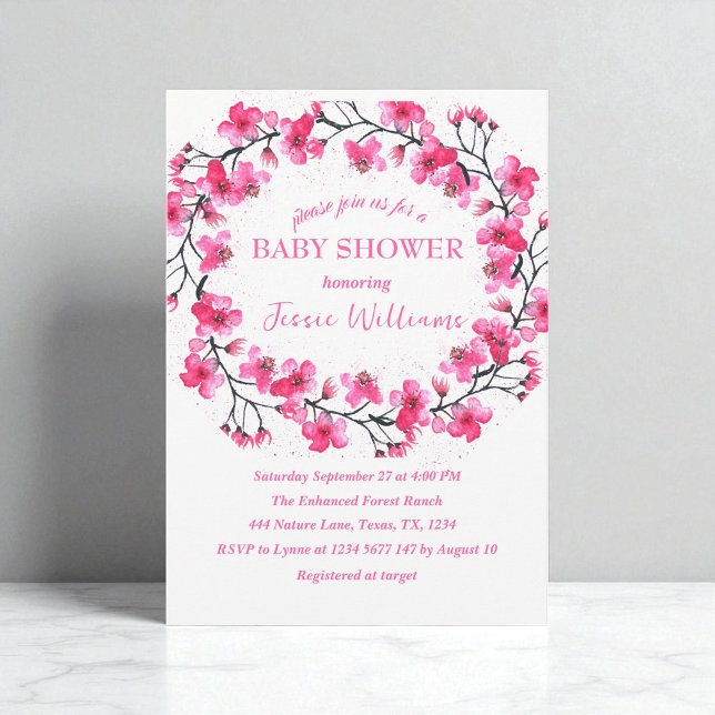 Cherry Blossom Sakura Flowers Baby shower Invitation (Creator Uploaded)