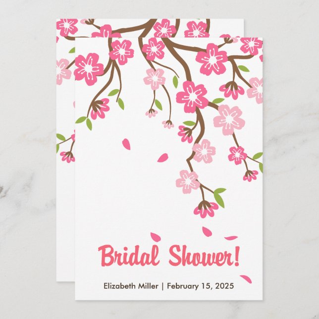 Cherry Blossom Sakura Flowers Bridal Shower Invitation (Front/Back)
