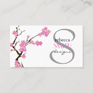 Cherry Blossom, Sakura Flowers - Pink Brown White Business Card