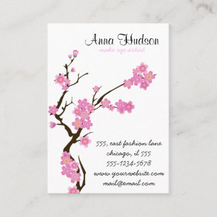 Cherry Blossom, Sakura Flowers - Pink Brown White Business Card