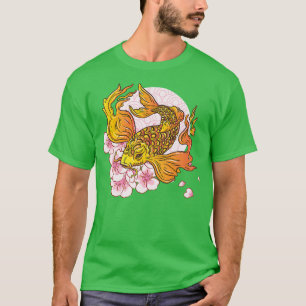 Cherry Blossom Sakura Japanese Goldfish Orange Koi T-Shirt