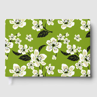 CHERRY BLOSSOM - SAKURA PATTERN IN MATCHA GREEN GUEST BOOK