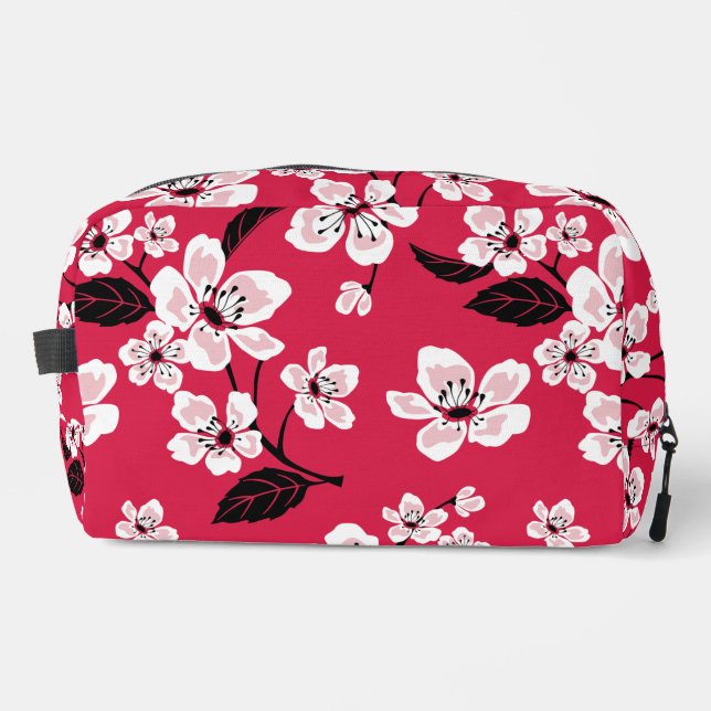 CHERRY BLOSSOM - SAKURA PATTERN IN RED DOPP KIT (Front)