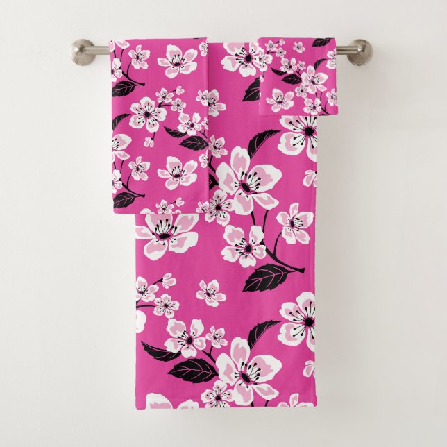 CHERRY BLOSSOM - SAKURA (PINK) BATH TOWEL SET (Insitu)
