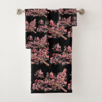 Cherry blossom Sakura Pink Floral Japanese Black