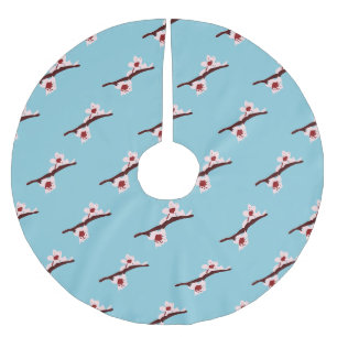 Cherry Blossom, Sakura, Pink Floral Pattern Brushed Polyester Tree Skirt