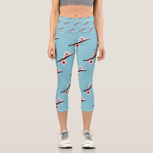 Cherry Blossom, Sakura, Pink Floral Pattern Capri Leggings
