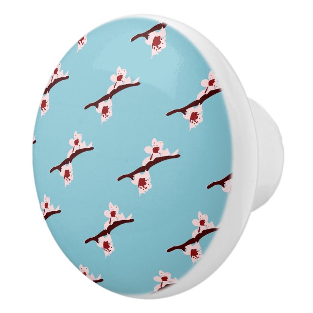 Cherry Blossom, Sakura, Pink Floral Pattern Ceramic Knob (Right)