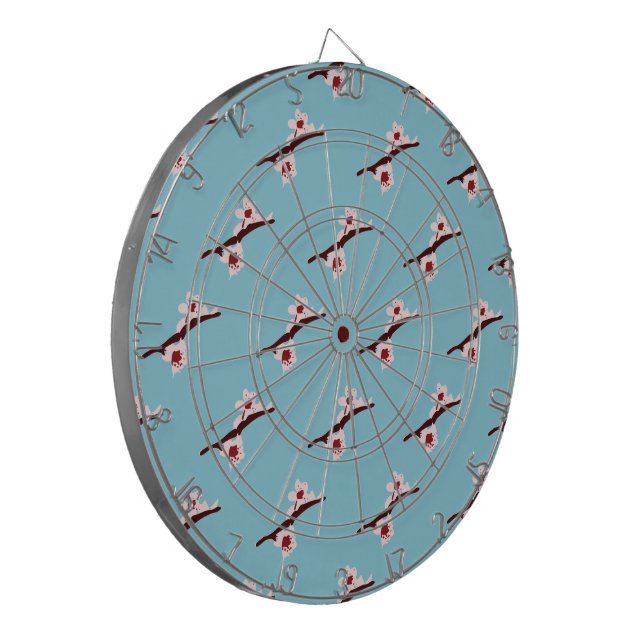 Cherry Blossom, Sakura, Pink Floral Pattern Dartboard (Front Left)