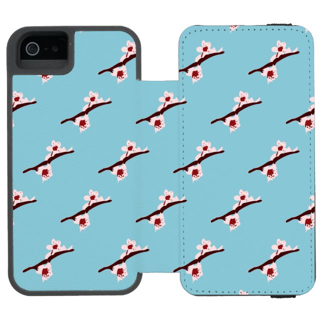 Cherry Blossom, Sakura, Pink Floral Pattern Incipio iPhone Wallet Case (Folio Open)