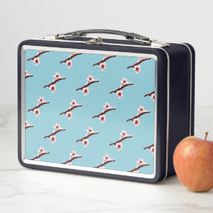 Cherry Blossom, Sakura, Pink Floral Pattern Metal Lunch Box