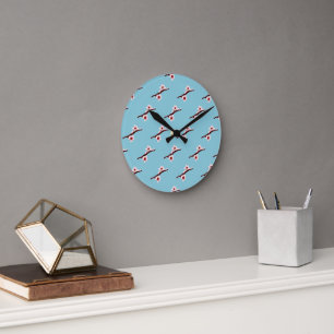 Cherry Blossom, Sakura, Pink Floral Pattern Round Clock