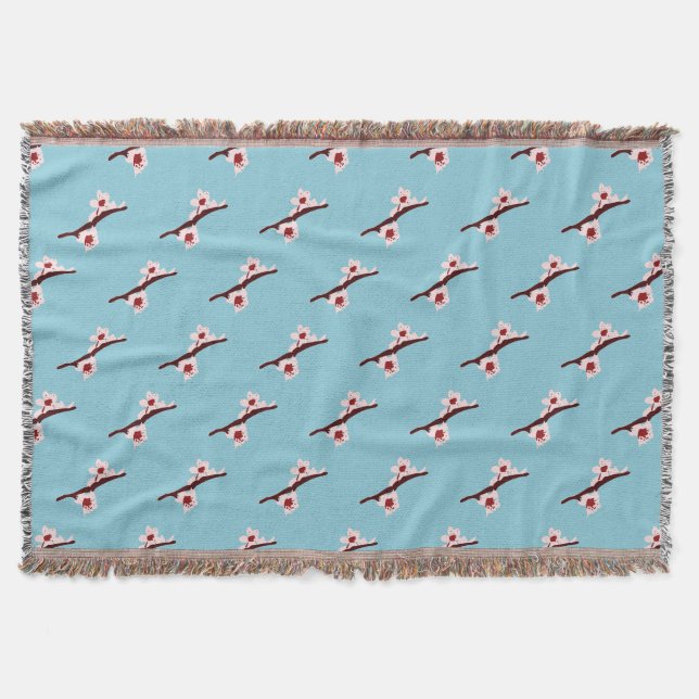 Cherry Blossom, Sakura, Pink Floral Pattern Throw Blanket (Front)