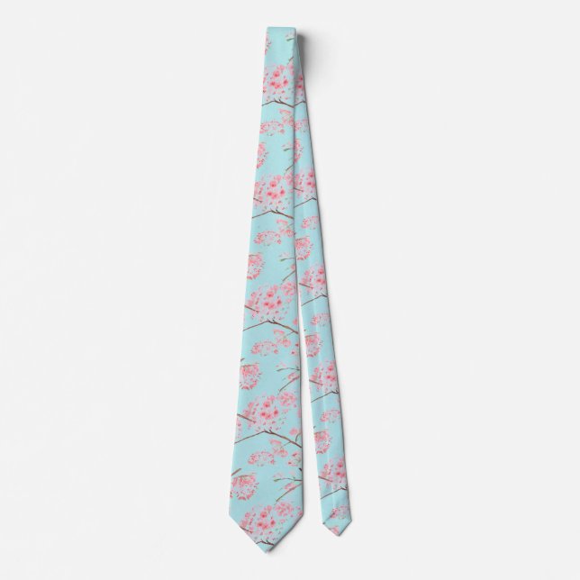Cherry blossom Sakura Pink Floral Wedding Tree Tie (Front)