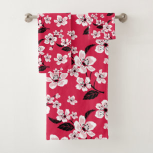 CHERRY BLOSSOM - SAKURA (RED) BATH TOWEL SET