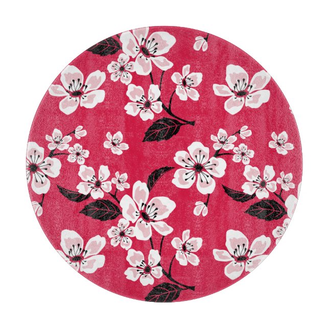 CHERRY BLOSSOM - SAKURA (RED) CUTTING BOARD (Front)