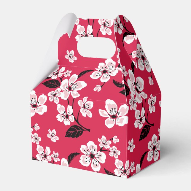 CHERRY BLOSSOM - SAKURA (RED) FAVOUR BOX (Front Side)