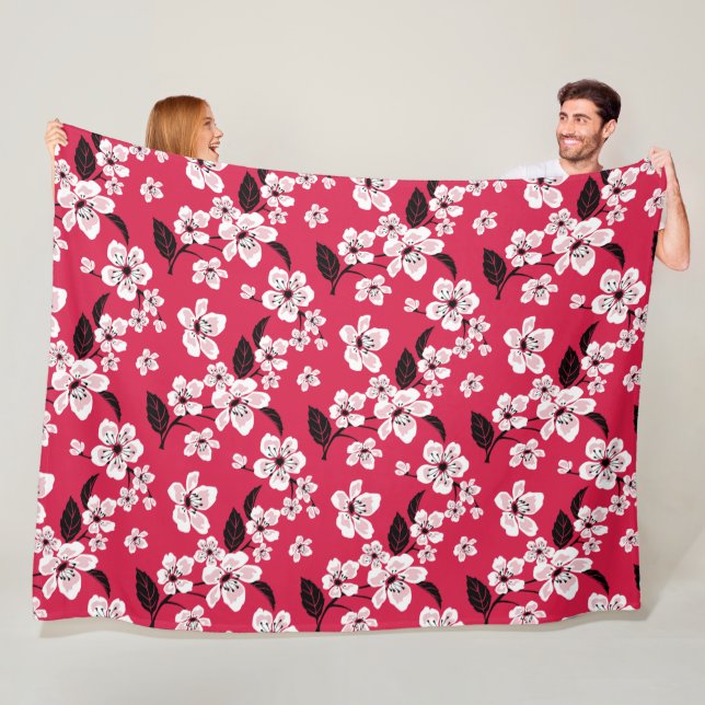 CHERRY BLOSSOM - SAKURA (RED) FLEECE BLANKET (In Situ)