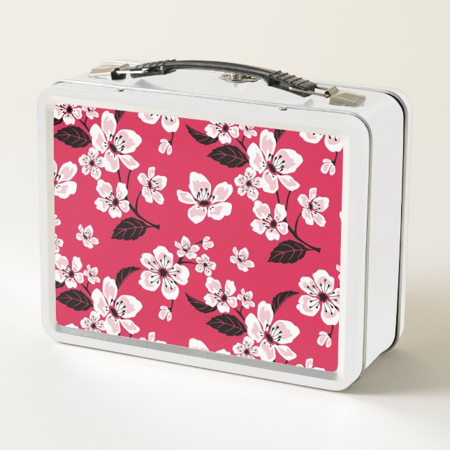 CHERRY BLOSSOM - SAKURA (RED) METAL LUNCH BOX (Back)