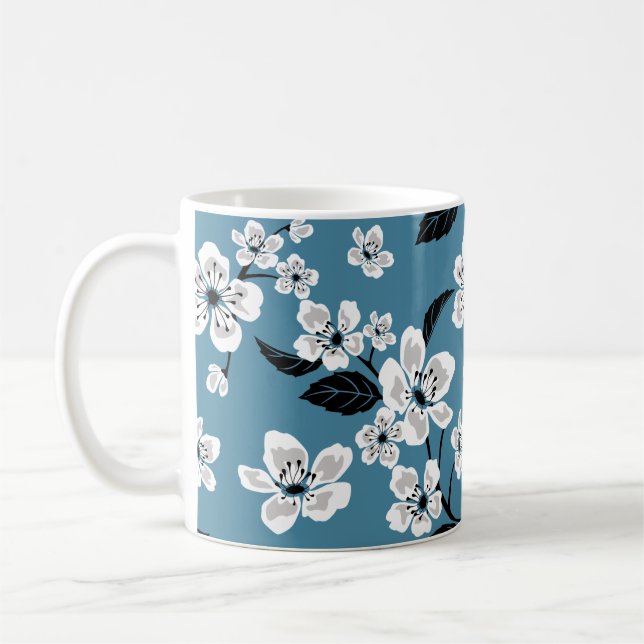 CHERRY BLOSSOM - SAKURA (SMOKY BLUE) COFFEE MUG (Left)