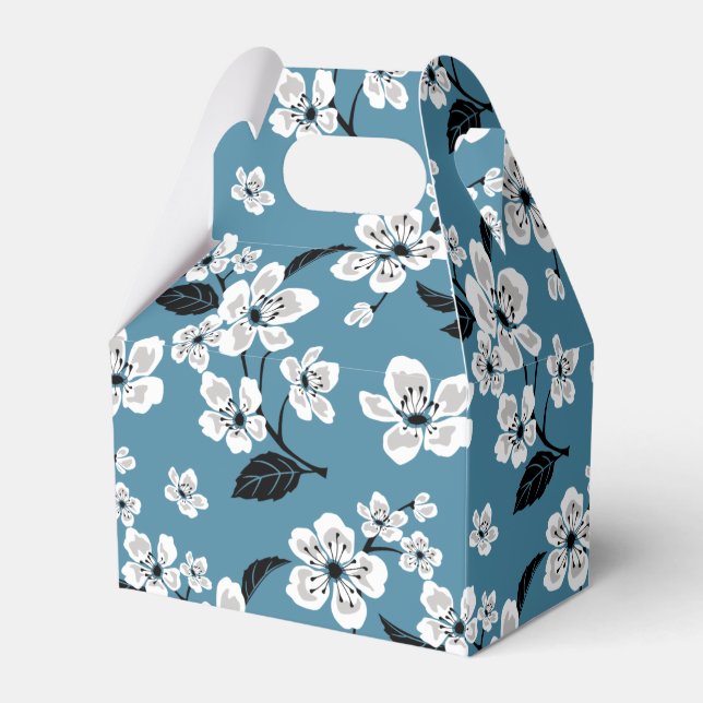 CHERRY BLOSSOM - SAKURA (SMOKY BLUE) FAVOUR BOX (Front Side)