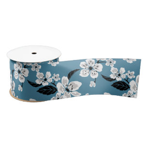 CHERRY BLOSSOM - SAKURA (SMOKY BLUE) SATIN RIBBON