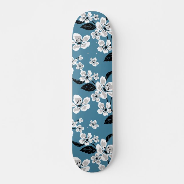 CHERRY BLOSSOM - SAKURA (SMOKY BLUE) SKATEBOARD (Front)