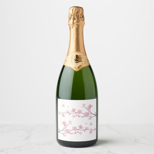 Cherry Blossom – Sakura  Sparkling Wine Label (Front)