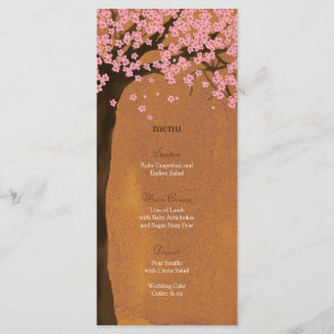 Cherry Blossom Sakura Sunset Watercolor Menu Card