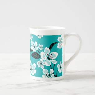 CHERRY BLOSSOM - SAKURA (TEAL) BONE CHINA MUG