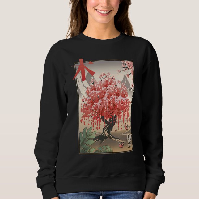 Cherry Blossom Sakura Tree Mt Fuji Japan Sweatshirt (Front)
