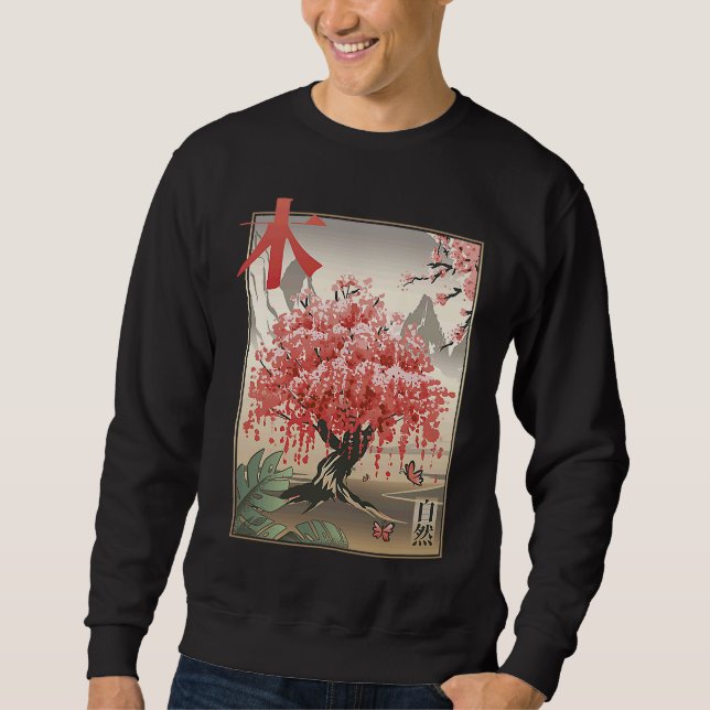 Cherry Blossom Sakura Tree Mt Fuji Japan Sweatshirt (Front)