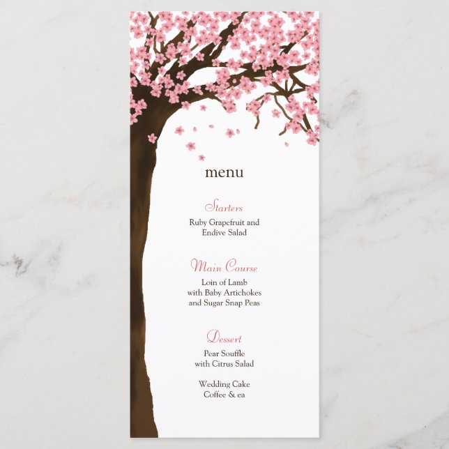 Cherry Blossom / Sakura Watercolor Menu Card (Front)