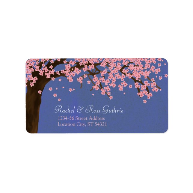 Cherry Blossom / Sakura Watercolor (Night) Address Label (Front)