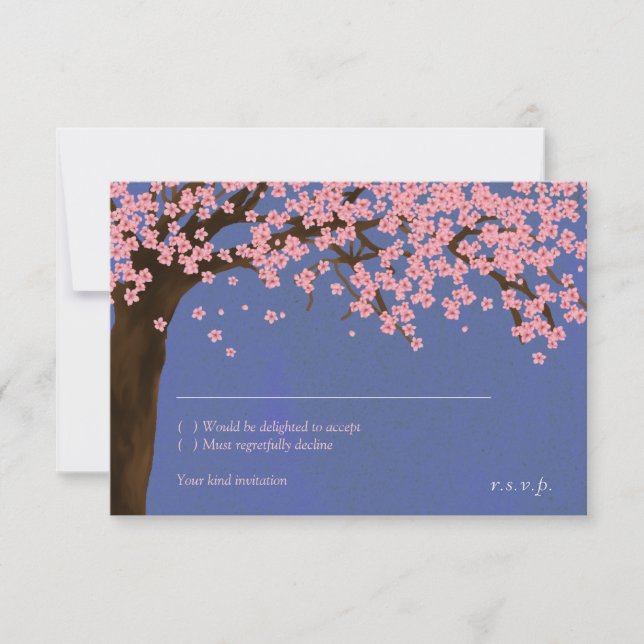 Cherry Blossom / Sakura Watercolor (Night) RSVP Invitation (Front)