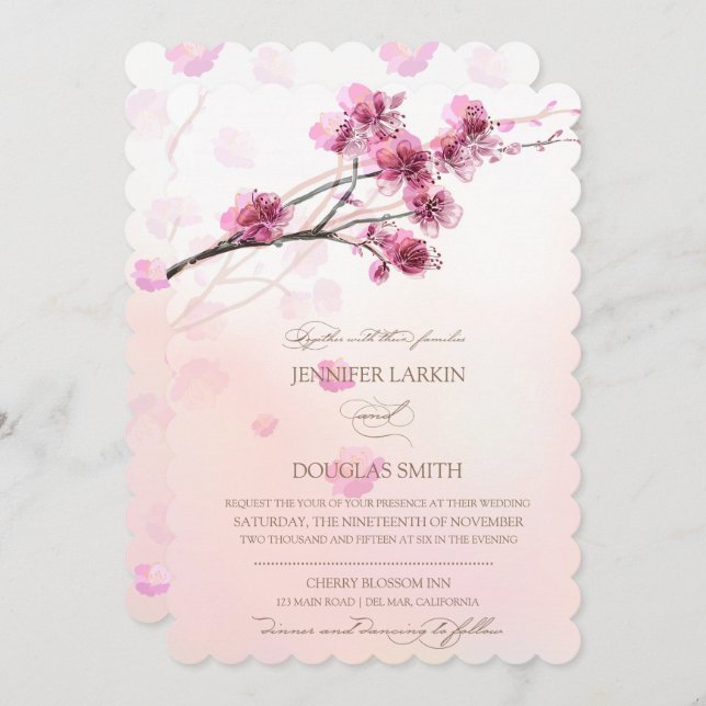 Cherry Blossom/Sakura Wedding Invitations (Front/Back)