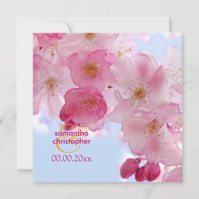 Cherry blossom/sakura wedding invitations (Front)