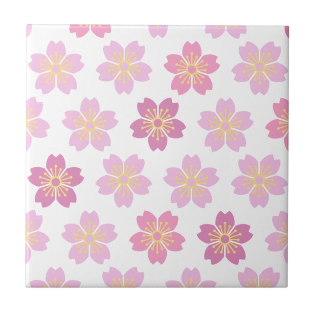 Cherry Blossom "SAKURA" White Tile (Front)