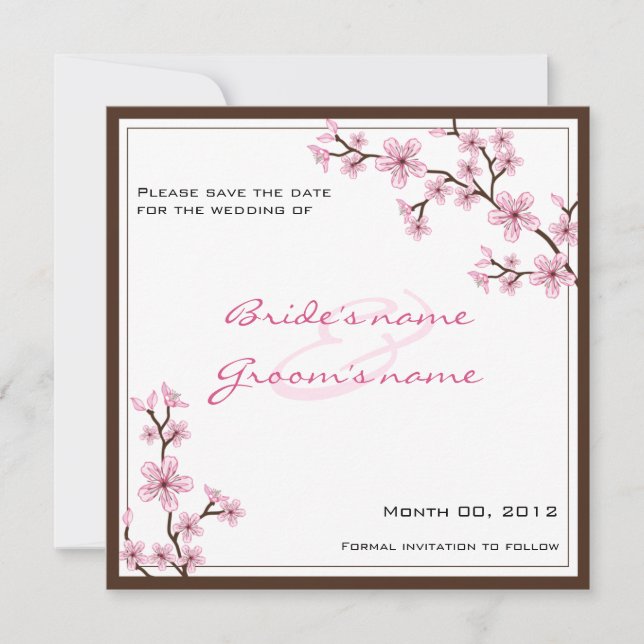 Cherry Blossom Save the Date cards (Front)