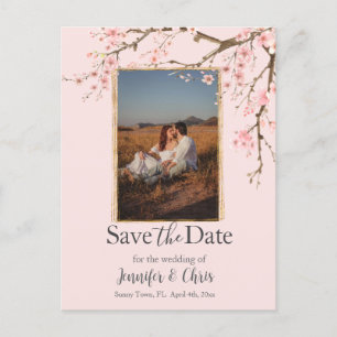 Cherry Blossom Save the Date Photo Postcard
