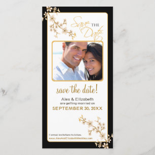 Cherry Blossom Save the Date Photocard (gold/black