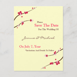 Cherry Blossom Save The Date Postcard