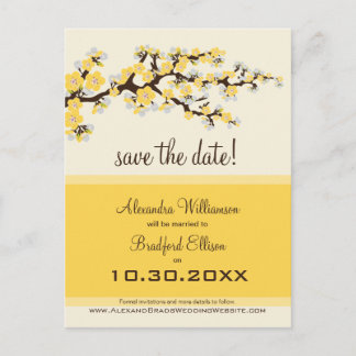 Cherry Blossom Save the Date Postcard (lemon)