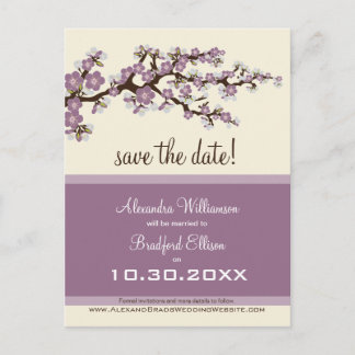 Cherry Blossom Save the Date Postcard (lilac)