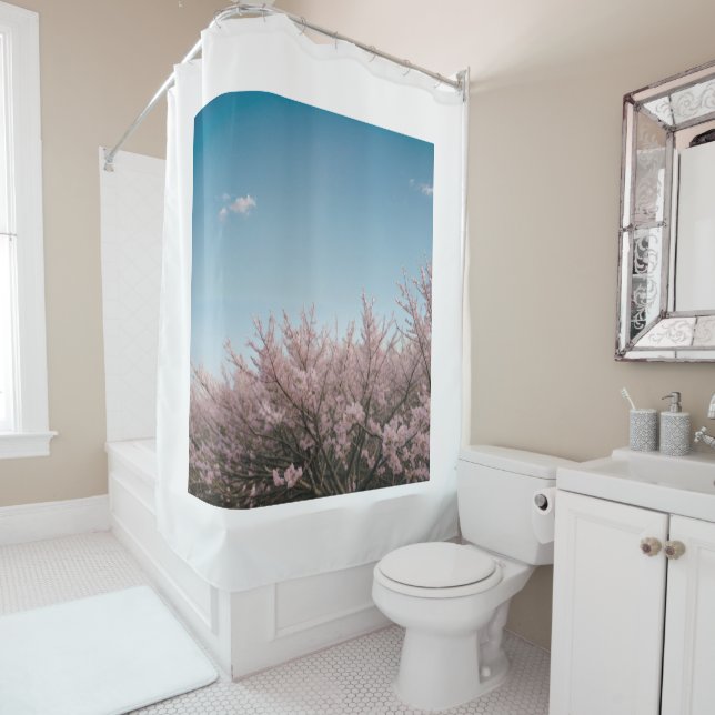 cherry blossom scenery shower curtain (In Situ)