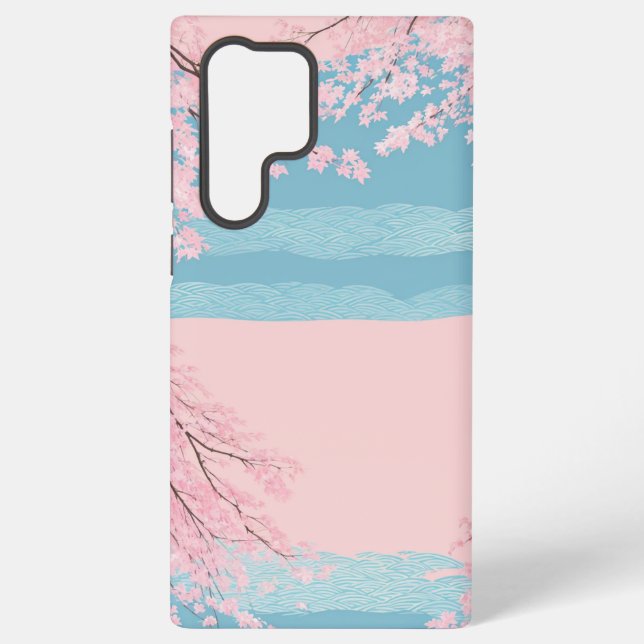 Cherry Blossom Seigaiha Phone Case (Back)