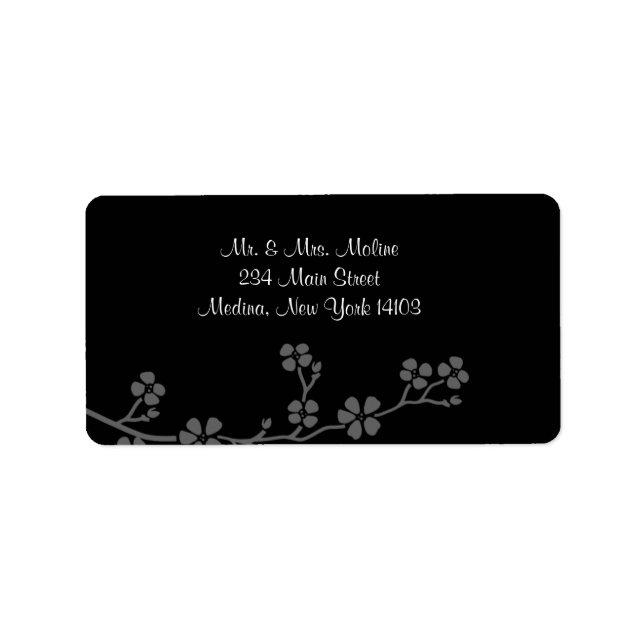 Cherry Blossom Silver Wedding Bridal Return Label (Front)