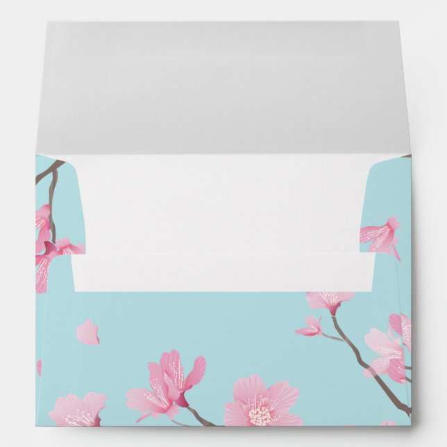 Cherry Blossom - Sky Blue Envelope (Back (Bottom))