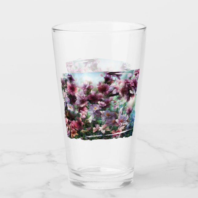 Cherry Blossom Splash Flowers Glass (Front)
