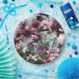 Cherry Blossom Splash Flowers Paper Plate